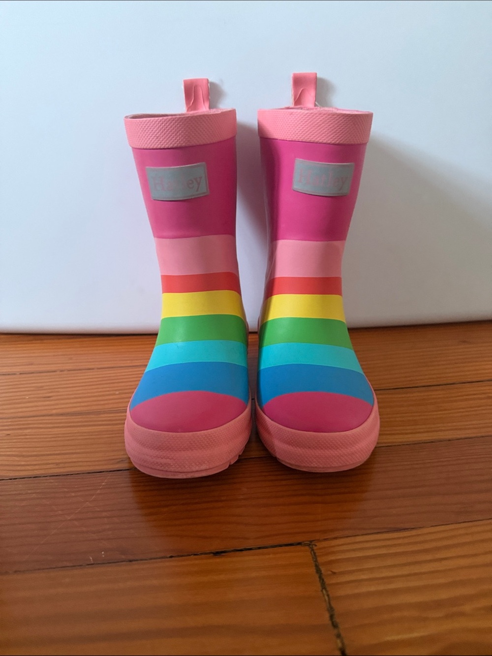 Hatley Kids Pink Rainbow Stripe Rain Boots